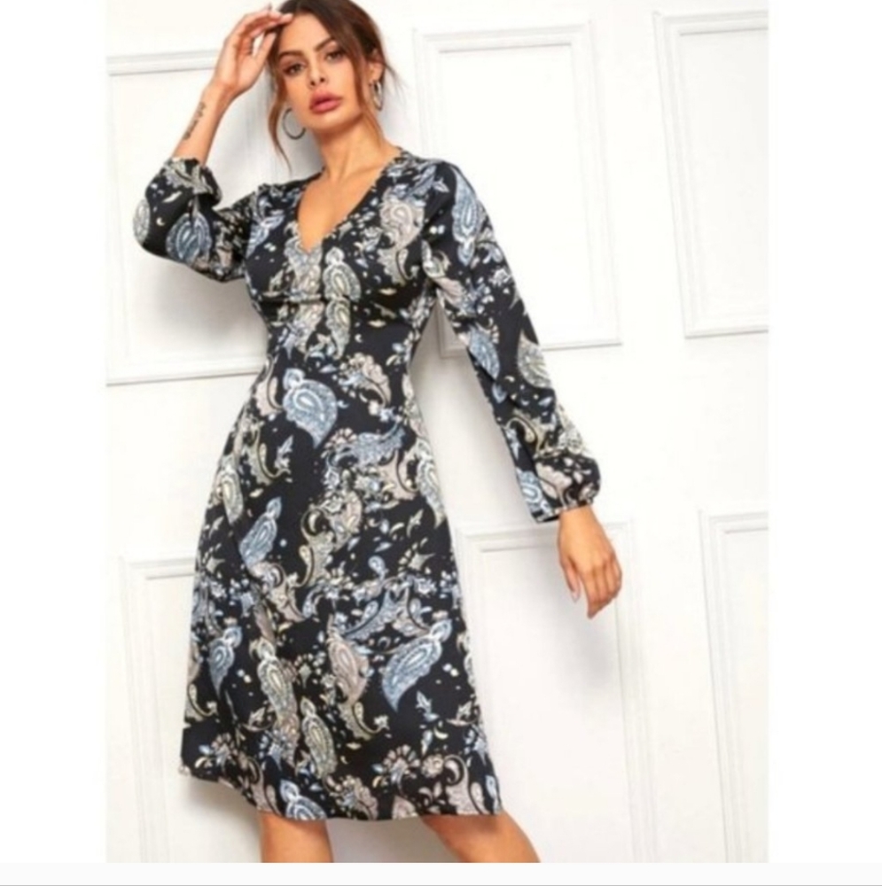 Elegant Paisley Print Dress
